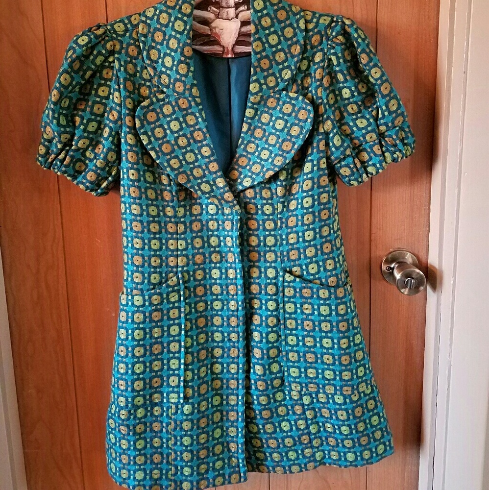 TULLE Fantastic Short Sleeve Coat - Blue, Green